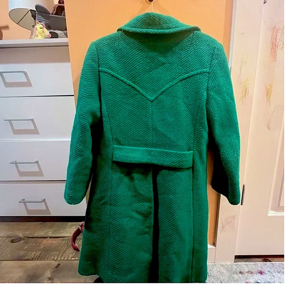 1960s green vintage wool woven peacoat